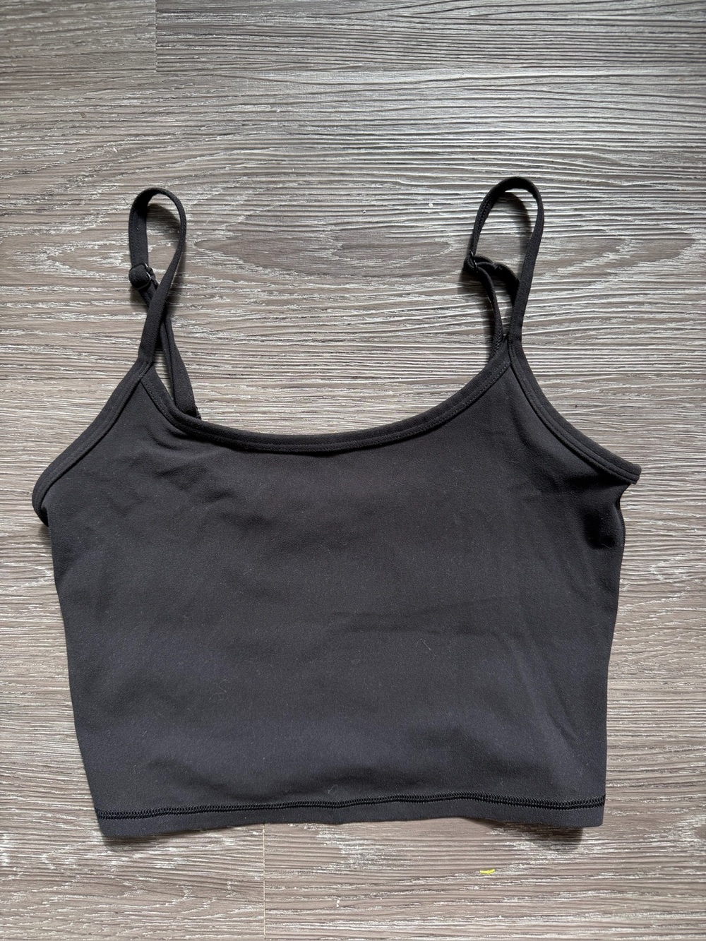 Aritzia Black Cropped Tank with Adjustable Spaghetti Straps